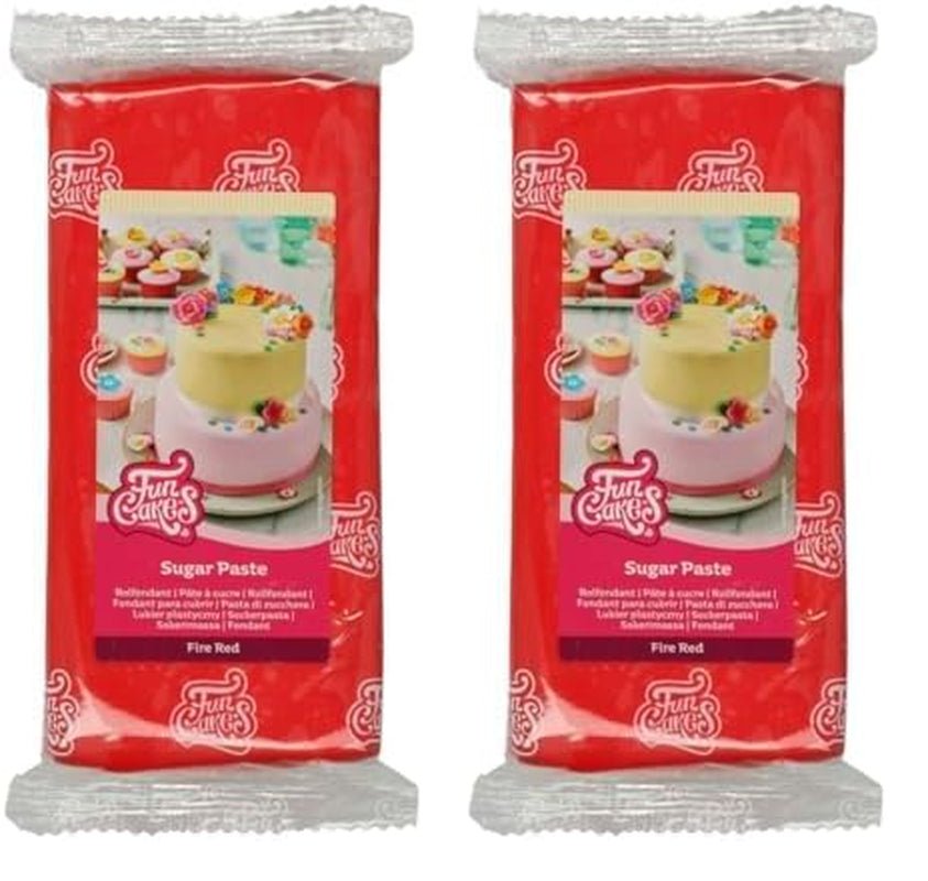 FunCakes Fire Red laminovaný fondán: Snadné použití, hladký, pružný, měkký a ohebný, ideální pro zdobení dortů, Halal, košer a bez lepku 1 kg (1 balení) Naty Shop Fire Red Cukrová pasta 1 kg (2 balení)