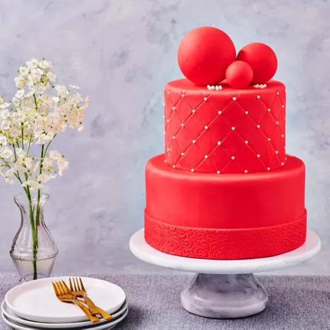 FunCakes Fire Red laminovaný fondán: Snadno použitelný, hladký, pružný, měkký a ohebný, ideální pro zdobení dortů, Halal, Košer a bez lepku, 1 kg (1 balení) Cukrová pasta Naty Shop