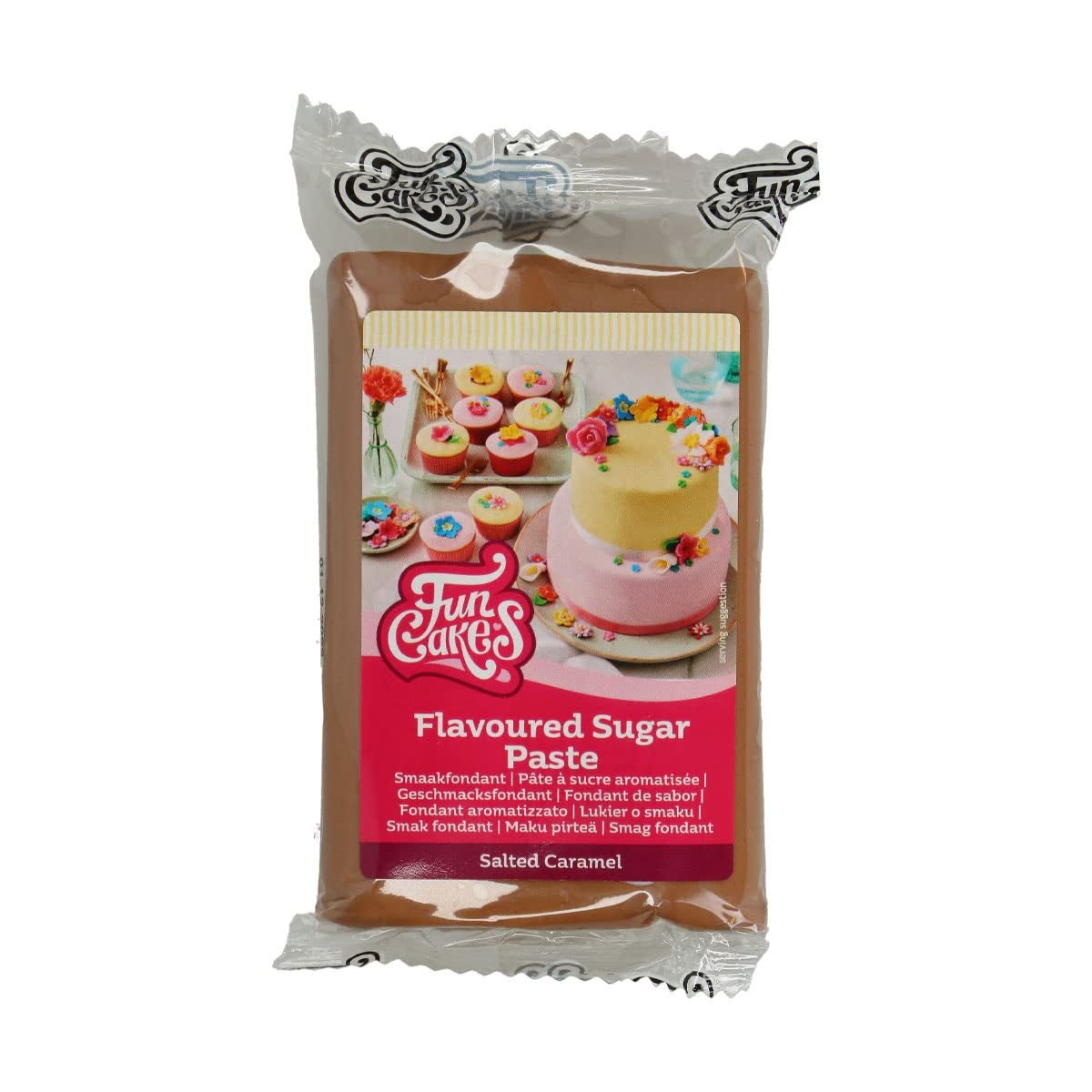 FunCakes Fondant s příchutí citronu: Lahodná chuť, hladká textura, snadno se roztírá, rolovaný fondán, ideální na dorty, cupcaky a sušenky. Halal, košer a bez lepku. 250 g (balení 3 ks) Naty Shop cukrová pasta 250 g slaný karamel