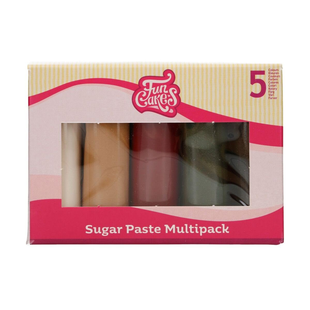 FunCakes Fondant Multipack Snadné použití, hladké, pružné, měkké a poddajné, ideální pro zdobení dortů, halal, košer a bez lepku. 5 barev, 5 x 100 g, Naty Shop Default Title Sparkling Sugar Paste Palette