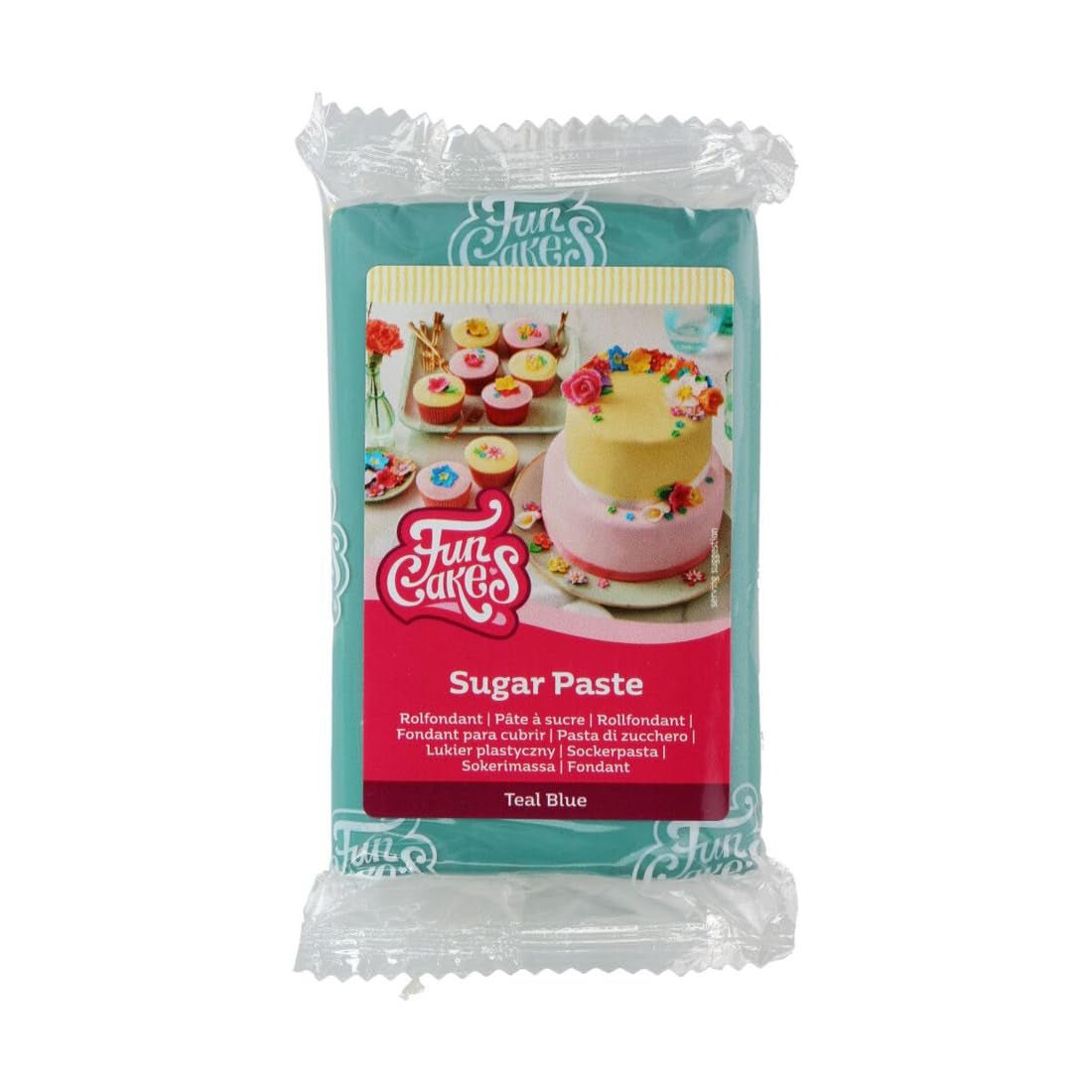 FunCakes Teal Blue rolovaný fondán Snadné použití Hladký Flexibilní Měkký a ohebný Perfektní pro zdobení dortů Halal Košer Bezlepkové balení 250 g Cukrová pasta Naty Shop Výchozí název