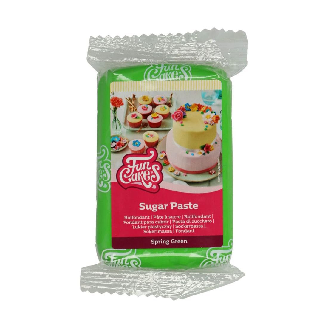 FunCakes Rolled Fondant Spring Green: Snadné použití, hladký, pružný, měkký a poddajný, ideální pro zdobení dortů, halal, košer a bez lepku, 250 g Naty Shop Výchozí název Sugarpaste
