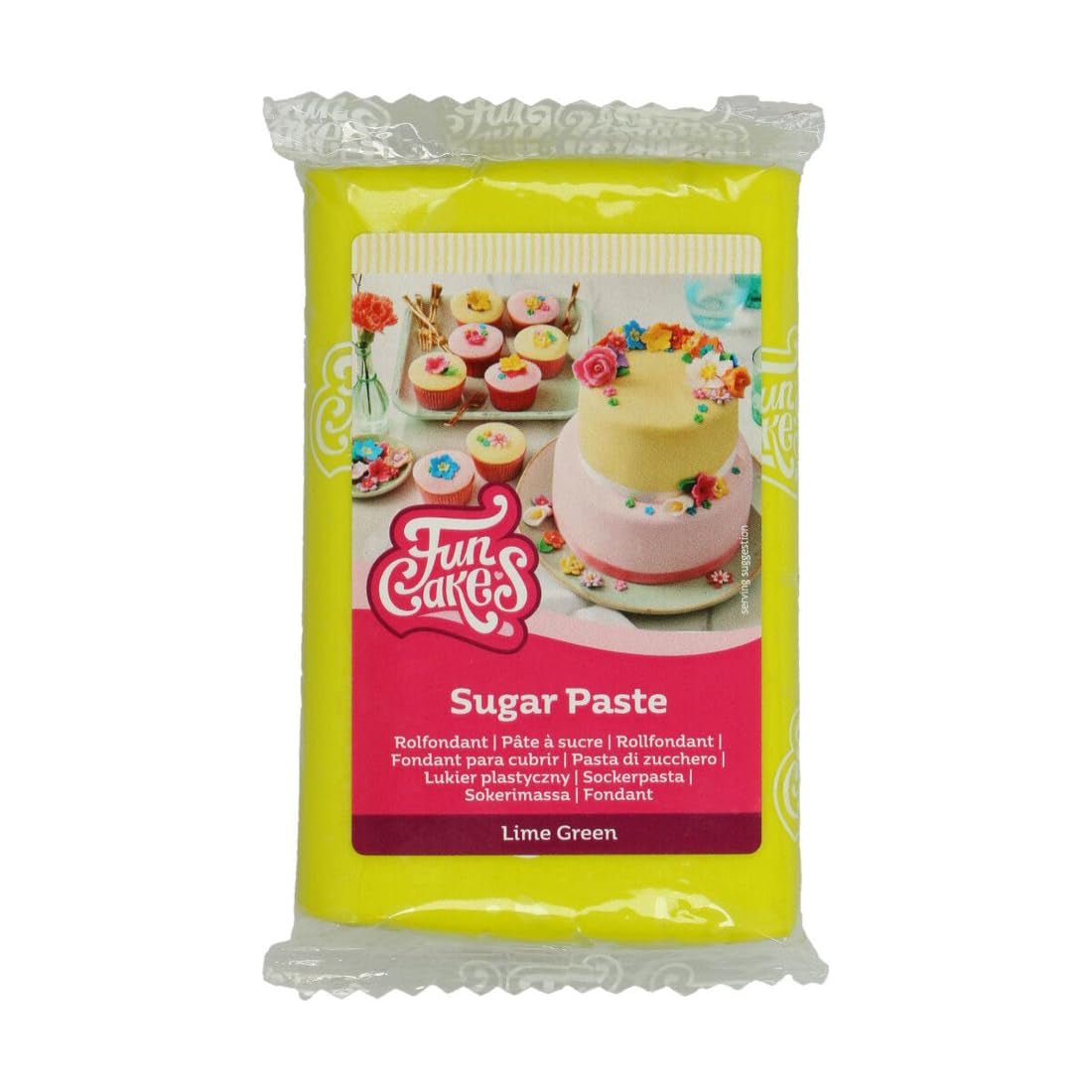 Limetkově zelený rolovaný fondán FunCakes: Snadné použití, hladký, pružný, měkký a poddajný, ideální pro zdobení dortů, halal, košer a bez lepku, 250 g Naty Shop Cukrová pasta Výchozí název