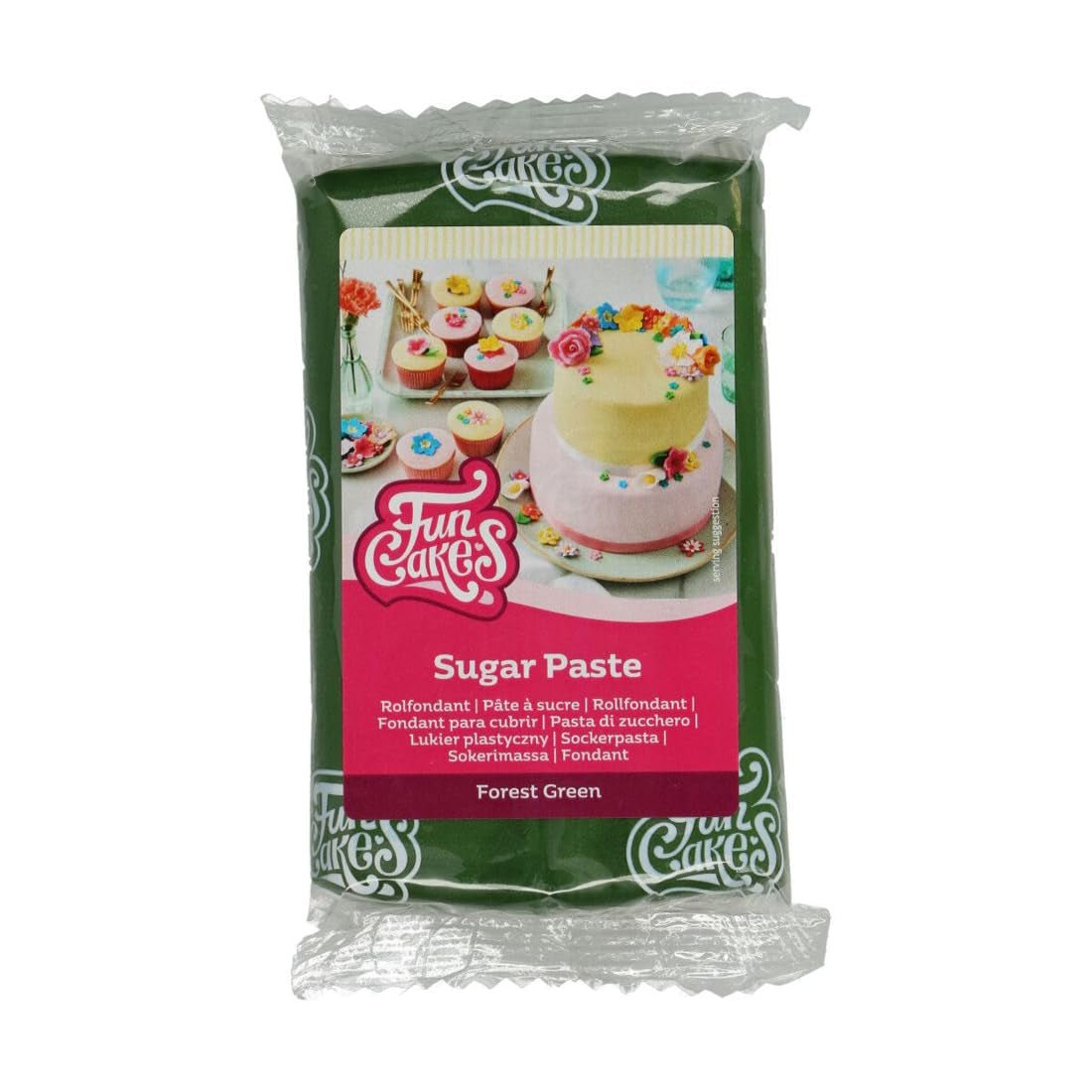 FunCakes Forest Green Rolled Fondant: Snadné použití, hladký, pružný, měkký a poddajný, ideální pro zdobení dortů, halal, košer a bez lepku, 250 g Naty Shop Cukrová pasta Výchozí název