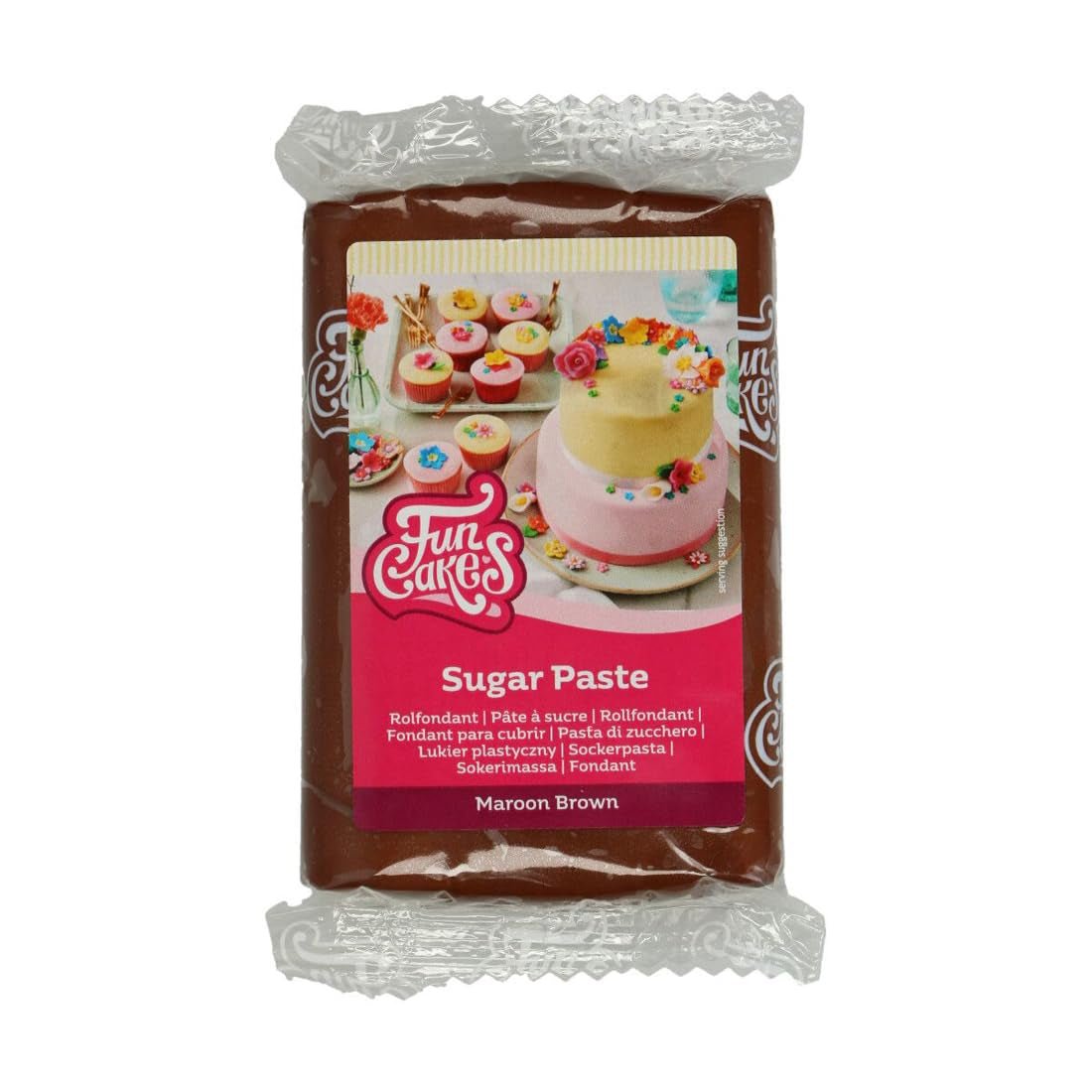 FunCakes Kaštanově hnědý laminovaný fondán: Snadné použití, hladký, pružný, měkký a ohebný, ideální pro zdobení dortů, halal, košer a bez lepku, 250 g cukrové pasty Naty Shop Výchozí název