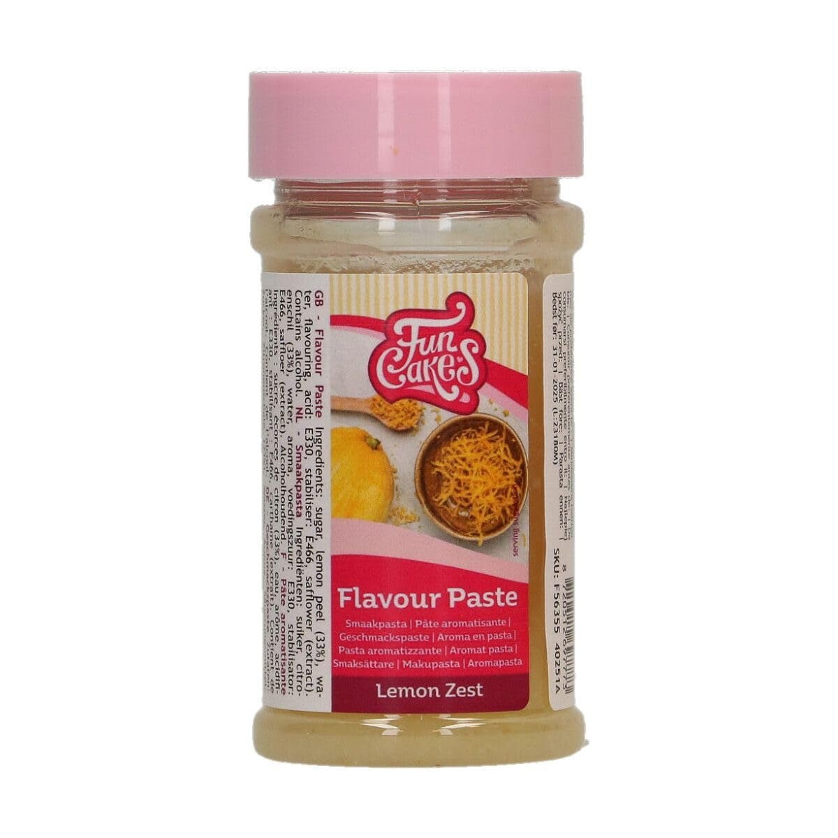 FunCakes pasta s příchutí citronové kůry: ochucení jídel, skvělá chuť, dobrá na zdobení dortů, vhodná na pečivo a náplně. 100 g. Cukrová pasta Naty Shop Default Title
