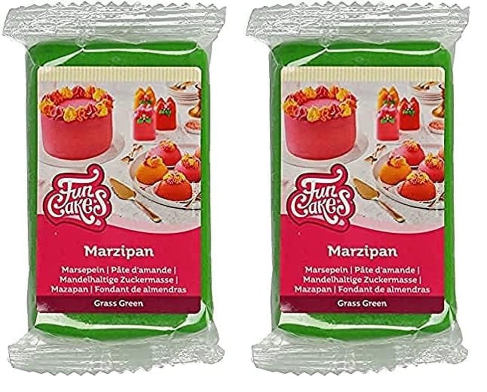 FunCakes Mandlová cukrová pasta (holandský marcipán) Grass Green: Snadné použití a hladká, ideální pro zdobení dortů, halal, košer a bezlepková pasta 250 g (2 balení) Naty Shop Grass Green Cukrová pasta 250 G (2 balení)