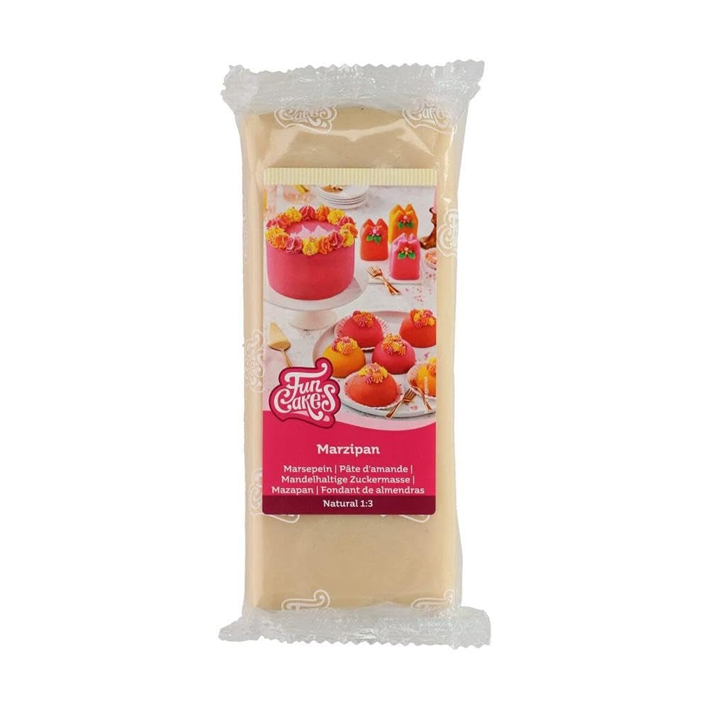 FunCakes Mandlová cukrová pasta (holandský marcipán) Natural (1:3): Připravená k rolování, snadné použití, perfektní na zdobení dortů, Halal, Košer a Bezlepková. 1 kg. Naty Shop Přírodní cukrová pasta (1:3)