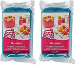 FunCakes Mandlová cukrová pasta (holandský marcipán) Aqua Blue: Snadné použití a hladká, ideální pro zdobení dortů, Halal, Košer a bezlepková pasta 250 g (2 balení) Cukrová pasta Naty Shop 250 G (2 balení) marcipán