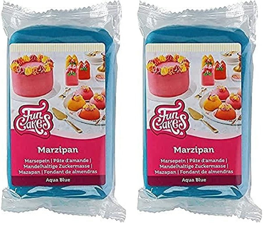 FunCakes Mandlová cukrová pasta (holandský marcipán) Aqua Blue: Snadné použití a hladká, ideální pro zdobení dortů, Halal, Košer a bezlepková pasta 250 g (2 balení) Cukrová pasta Naty Shop 250 G (2 balení) marcipán