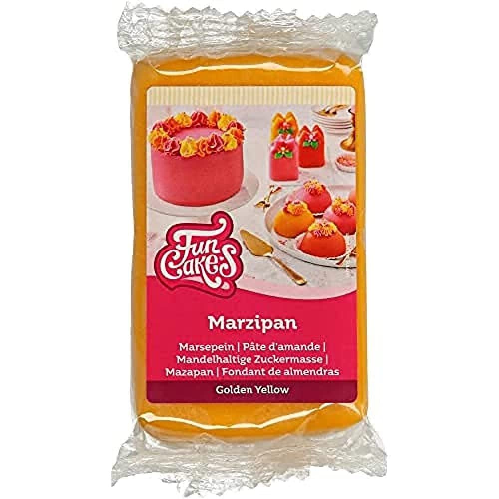 FunCakes Mandlová cukrová pasta (holandský marcipán) Zlatožlutá: Snadné použití a hladká, ideální pro zdobení dortů, halal, košer a bez lepku. 250 g. Cukrová pasta Naty Shop Default Title
