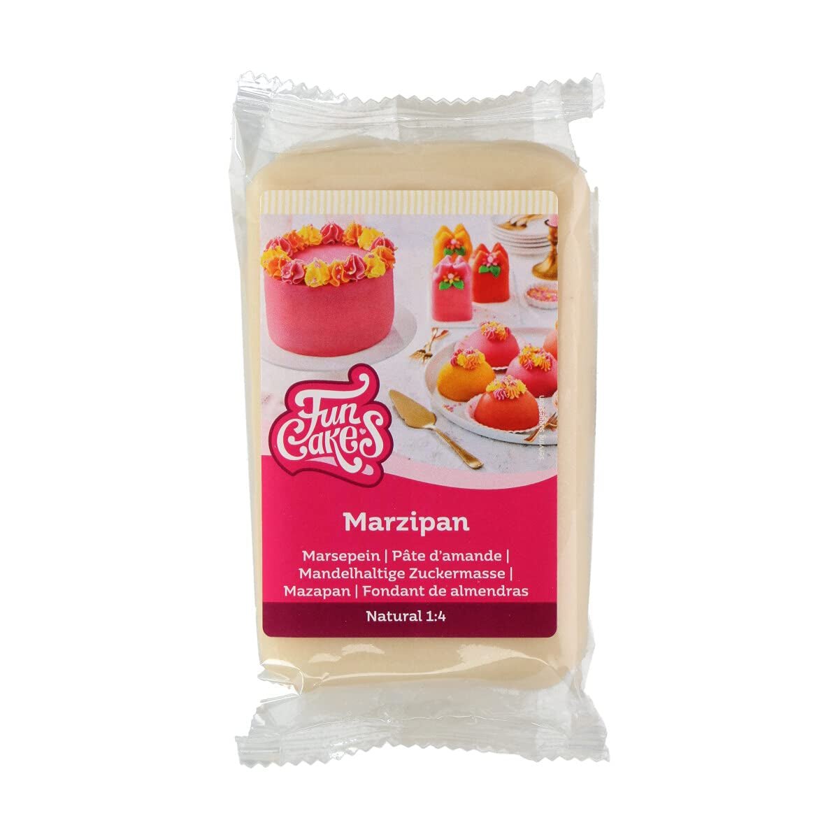 FunCakes Mandlová cukrová pasta (holandský marcipán) Natural (1:4): Připravená k rolování, snadné použití, perfektní na zdobení dortů, Halal, Košer a Bezlepková. 250 g., střední Sugarpaste Naty Shop Výchozí název