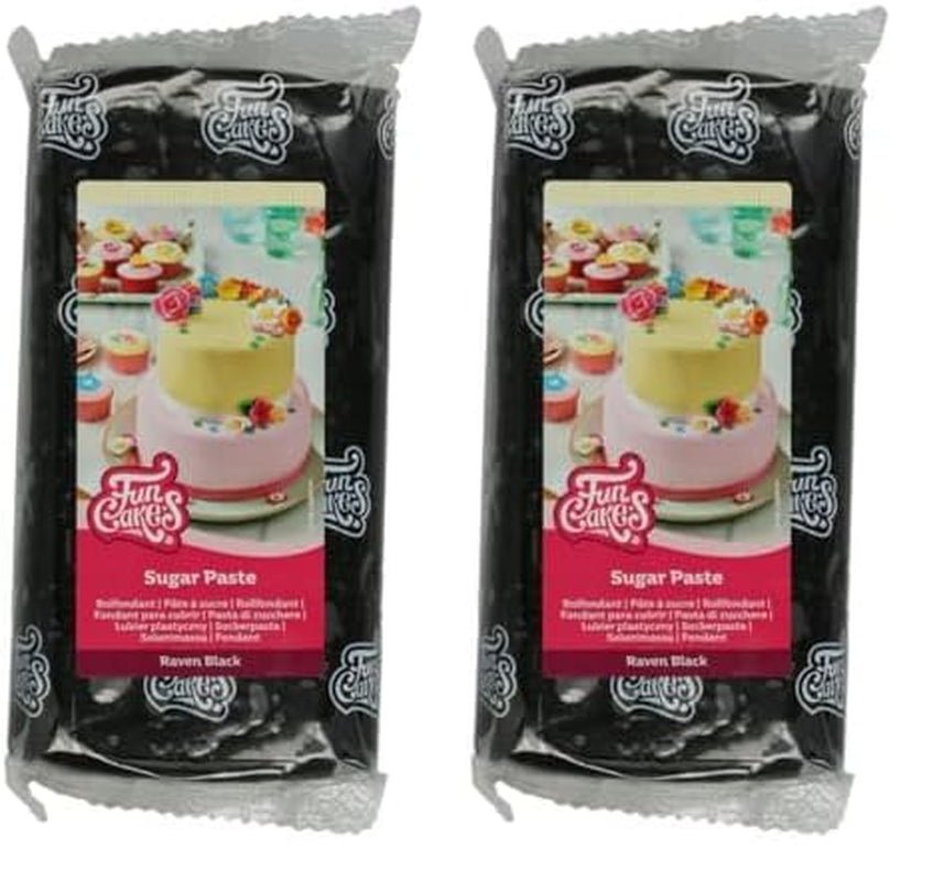 FunCakes Raven Black Rolled Fondant: Snadné použití, hladký, pružný, měkký a poddajný, ideální pro zdobení dortů, halal, košer a bez lepku. 1 kg (balení 2 ks) Naty Shop Raven černá cukrová pasta 1 kg (balení 2 ks)