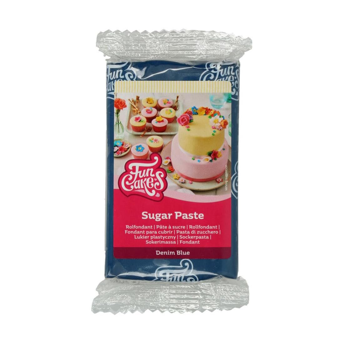 Fondánová roláda FunCakes Demin Blue: snadno použitelná, hladká, pružná, měkká a ohebná, ideální pro zdobení dortů, halal, košer a bez lepku, 250 g Cukrová pasta Naty Shop Výchozí název