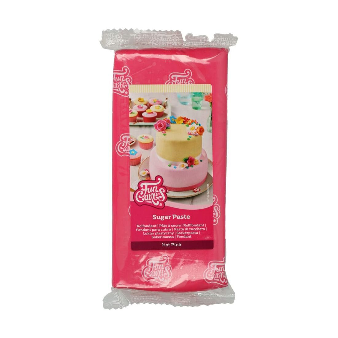 FunCakes Roll Fondant Hot Pink: Snadné použití, hladký, pružný, měkký a poddajný, ideální pro zdobení dortů. Bez lepku. 1 kg cukrové pasty Naty Shop Default Title