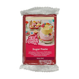 FunCakes rubínově červený fondánový váleček: snadno použitelný, hladký, pružný, měkký a ohebný, ideální pro zdobení dortů, halal, košer a bez lepku, 250 g Cukrová pasta Naty Shop Výchozí název