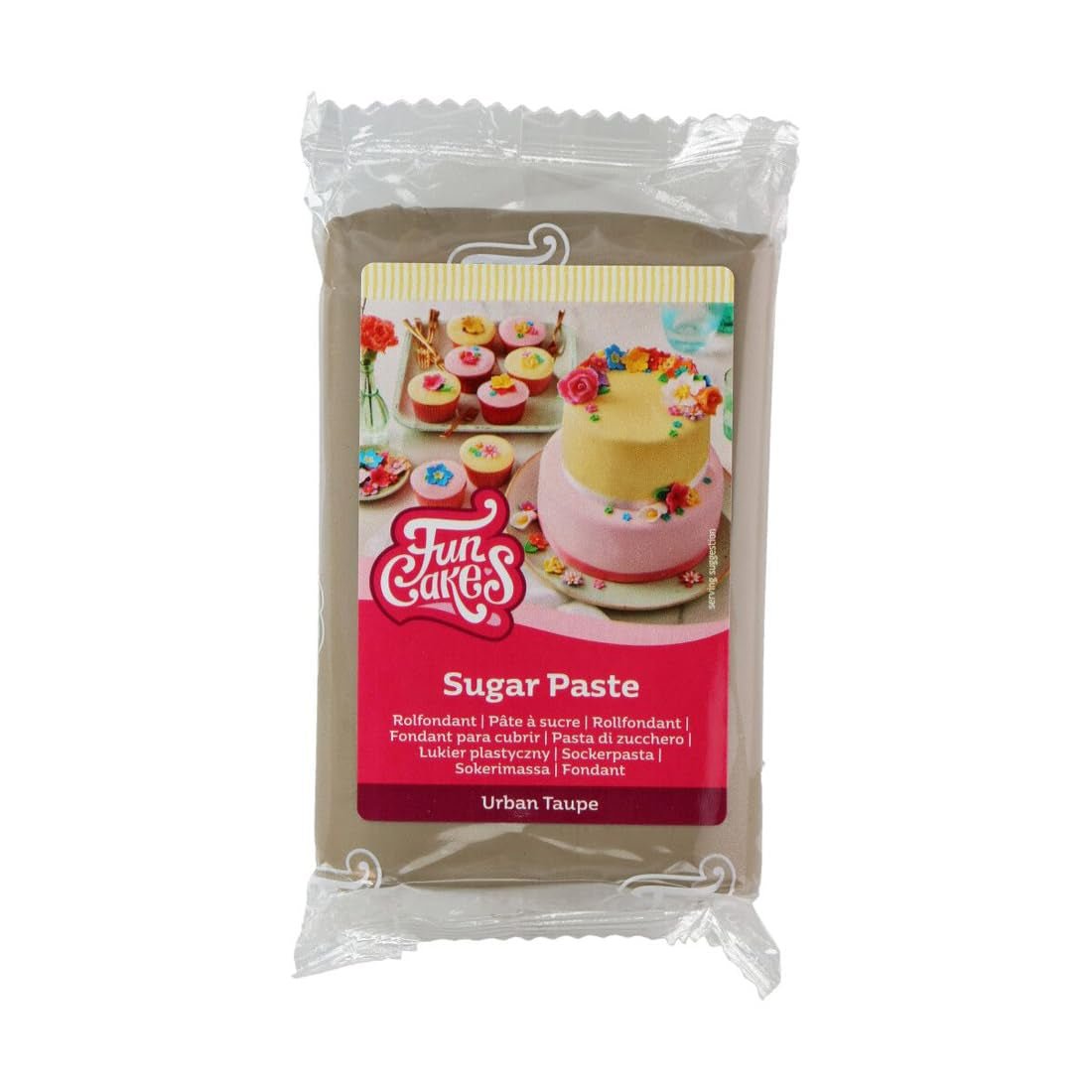 FunCakes Urban Taupe laminovaný fondán, snadné použití, hladký, pružný, měkký a flexibilní, ideální pro zdobení dortů, halal, košer a bez lepku, 250 g balení 1 Naty Shop cukrová pasta Výchozí název