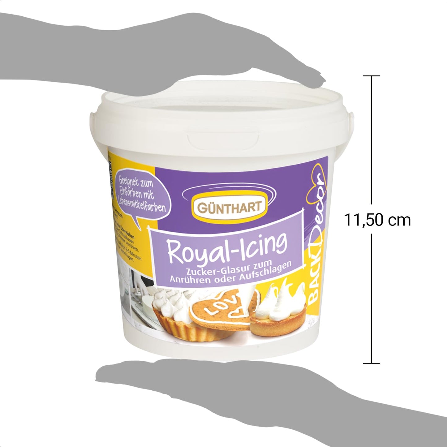 Günthart BackDecor Royal Icing kbelík s 300 g prášku na zdobení pečiva nebo jako polevu, 1 balení (300 g) Cukrová pasta Naty Shop