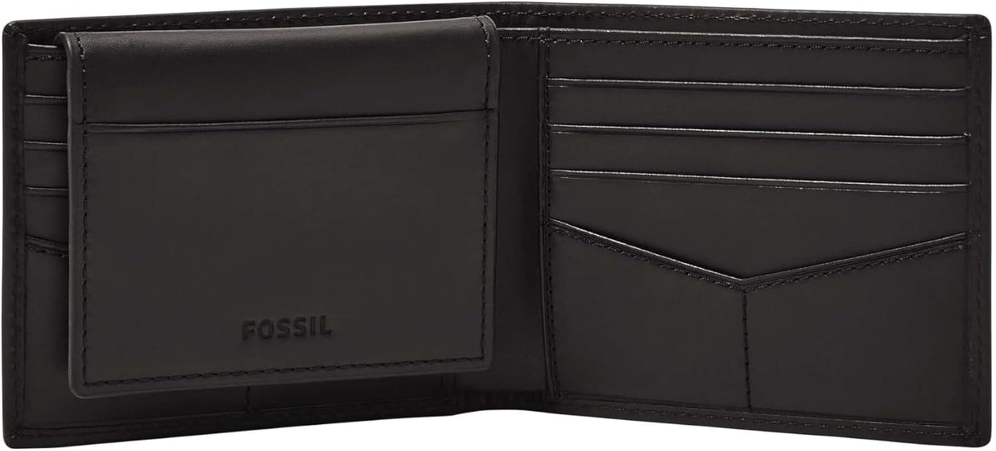 Fossil Derrick RFID Blocking Kožený Bifold Pasový držák pro muže s odnímatelným držákem na karty Pánská peněženka Naty Shop