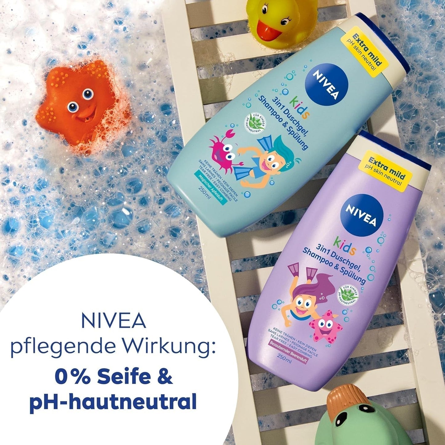 Sprchový gel, šampon a kondicionér NIVEA KIDS 3v1, péče a čištění pro děti s kouzelnou vůní jablka, extra jemná péče bez mýdla pro dětské vlásky a pokožku (250 ml) Děti - péče o pleť a koupel Naty Shop