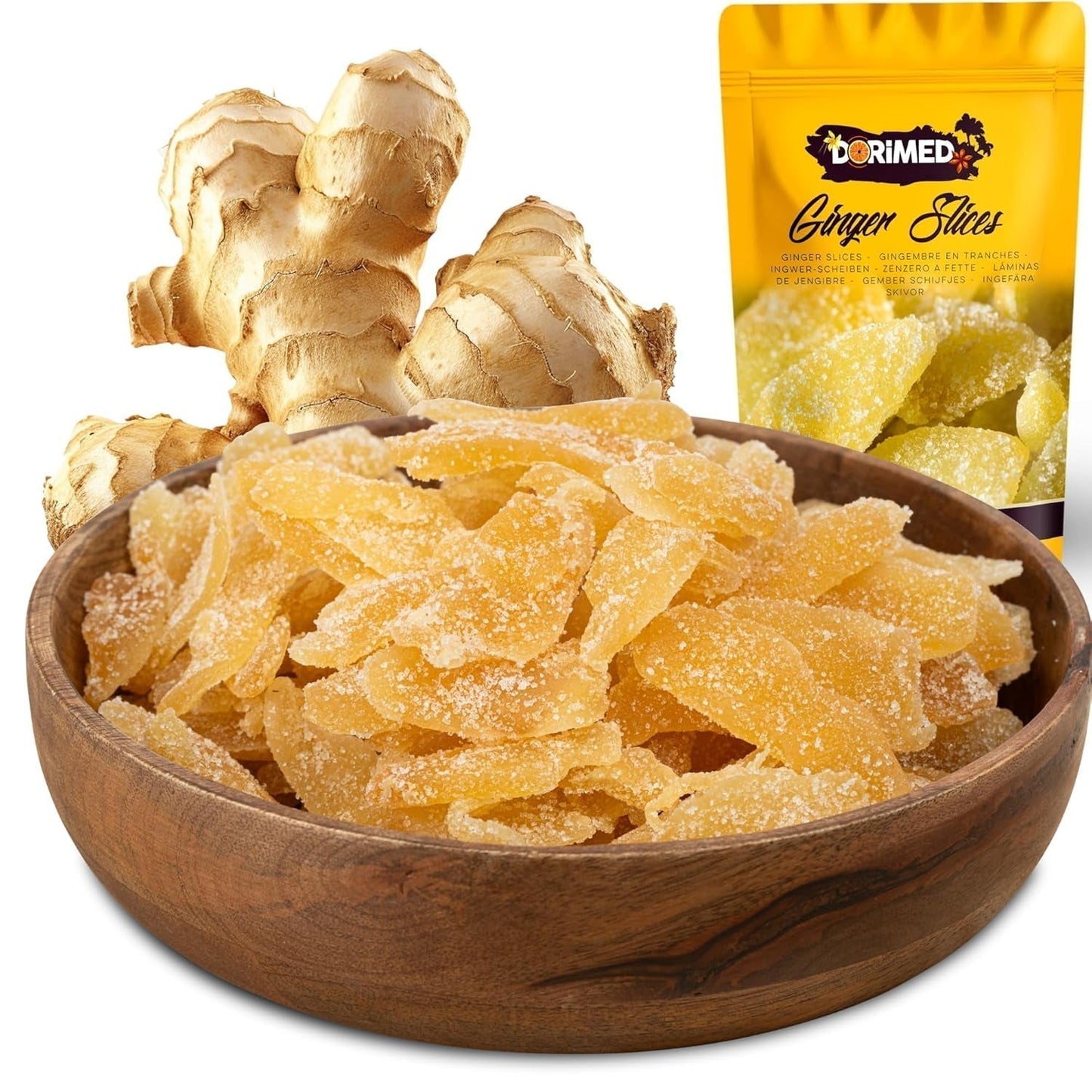 Kandovaný zázvor v kusech 1 kg | Dehydrované sušené ovoce Glazované plátky zázvoru | Nakrájený kandovaný zázvor | Slazené sušené listy | IDEÁLNÍ pro recepty | Vegetariáni a vegani. Dehydratované produkty Naty Shop Výchozí název