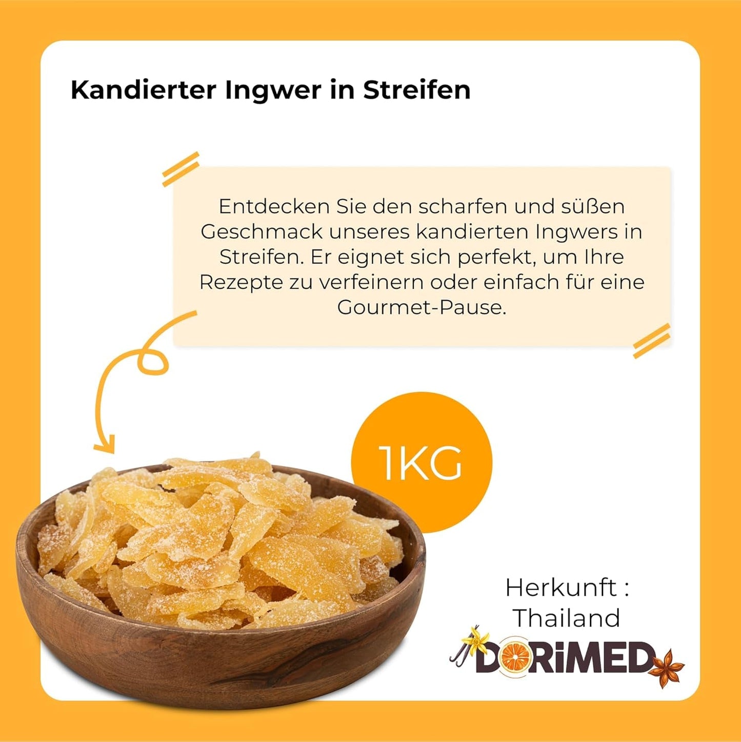Kandovaný zázvor v kusech 1 kg | Dehydrované sušené ovoce Glazované plátky zázvoru | Nakrájený kandovaný zázvor | Slazené sušené listy | IDEÁLNÍ pro recepty | Vegetariáni a vegani. Dehydrované produkty Naty Shop