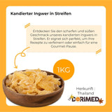 Kandovaný zázvor v kusech 1 kg | Dehydrované sušené ovoce Glazované plátky zázvoru | Nakrájený kandovaný zázvor | Slazené sušené listy | IDEÁLNÍ pro recepty | Vegetariáni a vegani. Dehydrované produkty Naty Shop