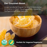 Kandovaný zázvor v kusech 1 kg | Dehydrované sušené ovoce Glazované plátky zázvoru | Nakrájený kandovaný zázvor | Slazené sušené listy | IDEÁLNÍ pro recepty | Vegetariáni a vegani. Dehydrované produkty Naty Shop