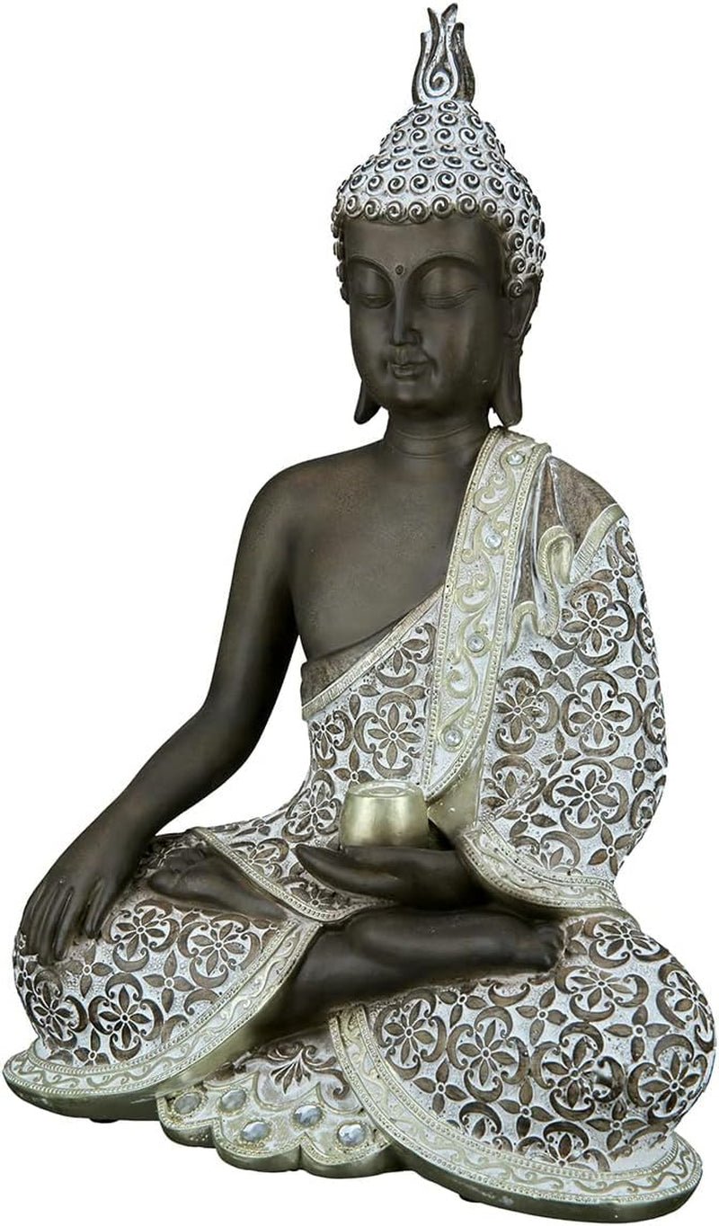 GILDE Dekorativní plastika Sedící Buddha - Meditace - hnědá/bílá - Výška 29 cm Sošky a plastiky Naty Shop Hnědá Výška 35 cm