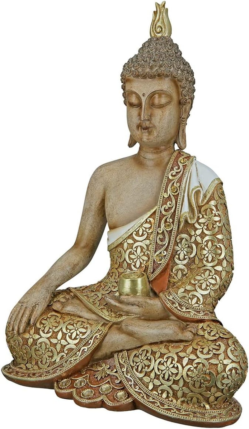 GILDE Dekorativní plastika Sedící Buddha - Meditace - hnědá/bílá - Výška 29 cm Sošky a plastiky Naty Shop Hnědá, zlaté barvy Výška 35 cm