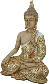 GILDE Dekorativní plastika Sedící Buddha - Meditace - hnědá/bílá - Výška 29 cm Sošky a plastiky Naty Shop Hnědá, zlaté barvy Výška 35 cm