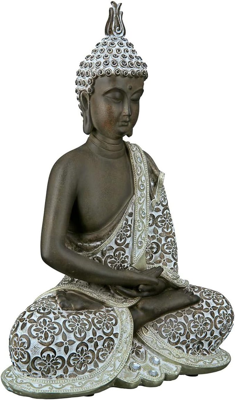 GILDE Dekorativní socha Sedící Buddha - Meditace - hnědá/bílá - Výška 29 cm Sošky a plastiky Naty Shop