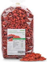 Goji bobule - 1 kg sušených a nesířených plodů kustovnice z jedné z nejlepších pěstitelských oblastí na světě, Ningxia China Sušené produkty Naty Shop Výchozí název
