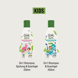 Sada výhod Guhl Kids Dino - 2x Guhl Kids šampon & sprchový gel 2v1, 250ml + 1x Pixi kniha - Speciálně vyvinutá pro děti - Bez tahání - Certifikát Cosmos Natural Děti - Koupel a péče o pleť Naty Shop