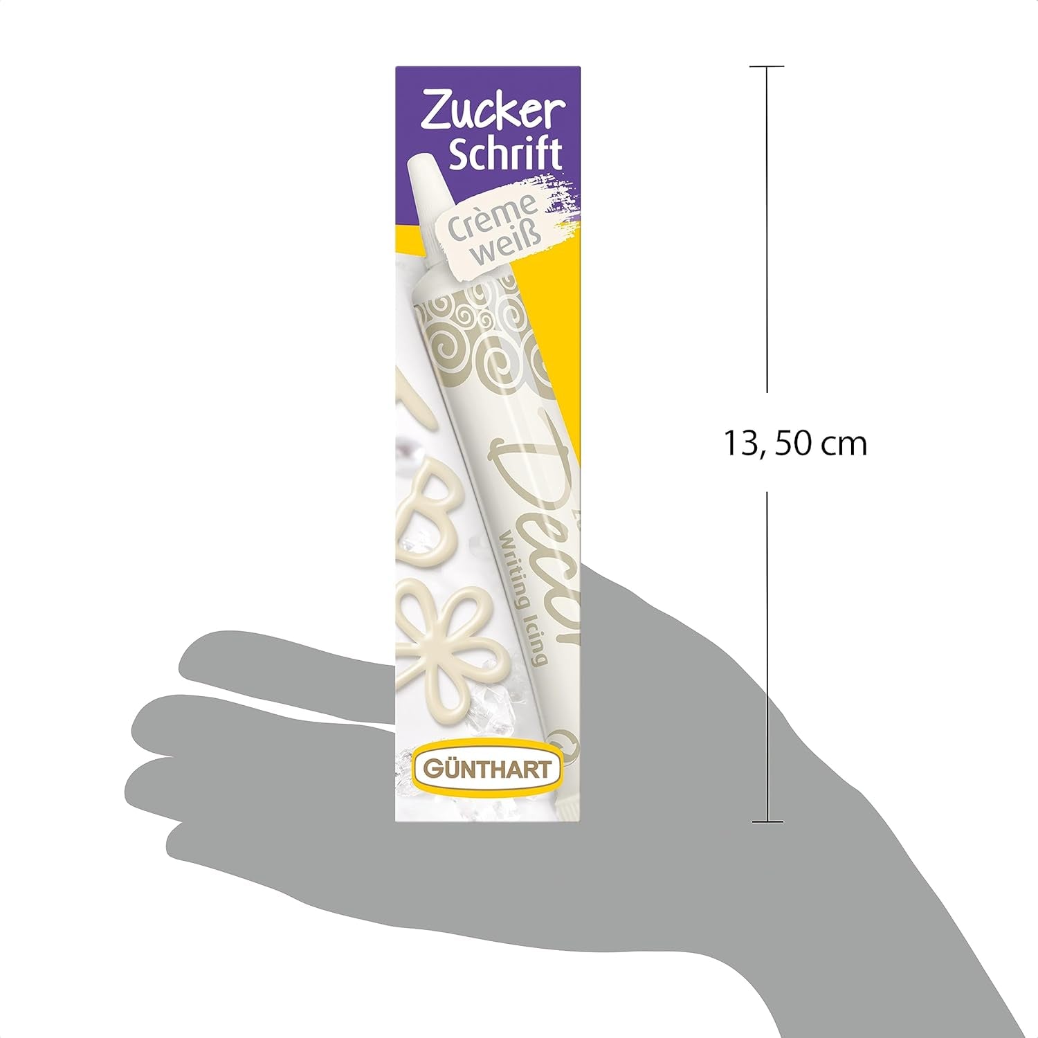 Günthart BackDecor 25 g BÍLÁ cukrová písmena na jakýkoli dezert v barvě bílého cukru pro krásná písmena a vzory, 1 balení (25 g) Cukrová pasta Naty Shop