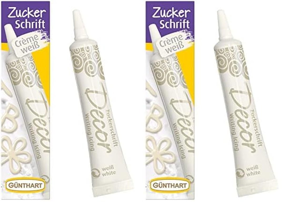 Günthart BackDecor 25g BÍLÁ cukrová písmena pro jakýkoli dezert v barvě bílého cukru pro krásná písmena a vzory, 1 balení (25g) Naty Shop Střední cukrová pasta (2 balení) Bílá cukrová písmena