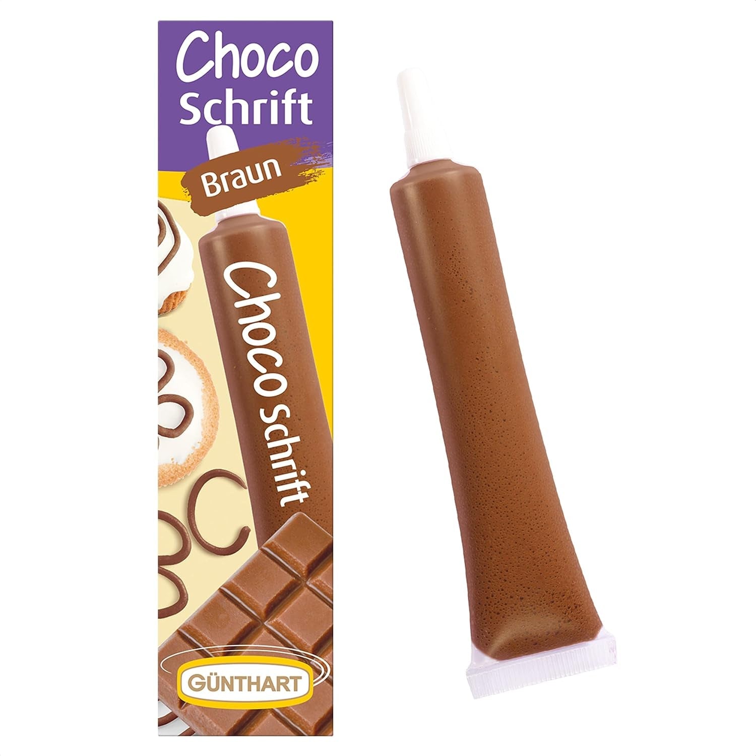 Günthart BackDecor 25 gr BÍLÁ cukrová písmena na jakýkoli dezert v bílé barvě z cukru pro krásná písmena a vzory, 1 balení (25 gr) Cukrová pasta Naty Shop Small Brown čokoládová písmena