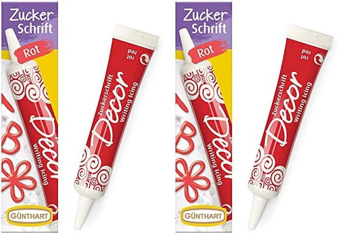 Günthart BackDecor 25g cukrová písmena BÍLÁ pro jakýkoli dezert v bílé barvě z cukru pro krásná písmena a vzory, 1 balení (25g) Naty Shop cukrová pasta 25G (balení 2 ks) Písmo s červeným cukrem