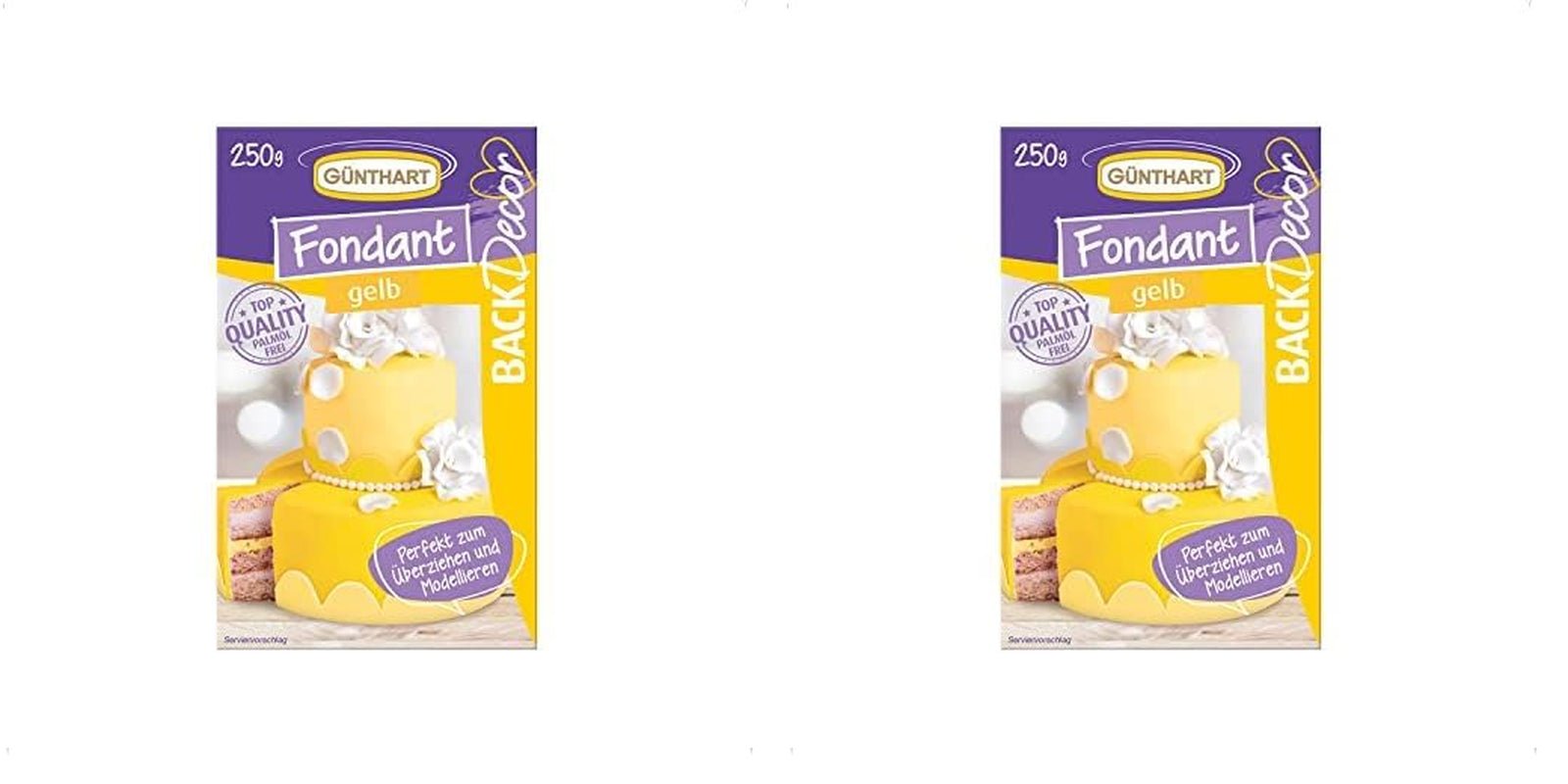 Günthart BackDecor 250 Fondant Green 100% veganský palmový olej Bez roztržení Odolný k pokrytí dortů a pečiva Vhodné pro modelování 1 balení (1 x 250 g) Naty Shop Cukrová pasta 250 G (balení 2 ks) Žlutá
