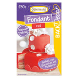 Günthart BackDecor 250 Zelený fondán 100% veganský palmový olej Bez roztržení Odolný k pokrytí dortů a pečiva Vhodné pro modelování 1 balení (1 x 250 g) Naty Shop Cukrová pasta 250 G (1 balení) Červená