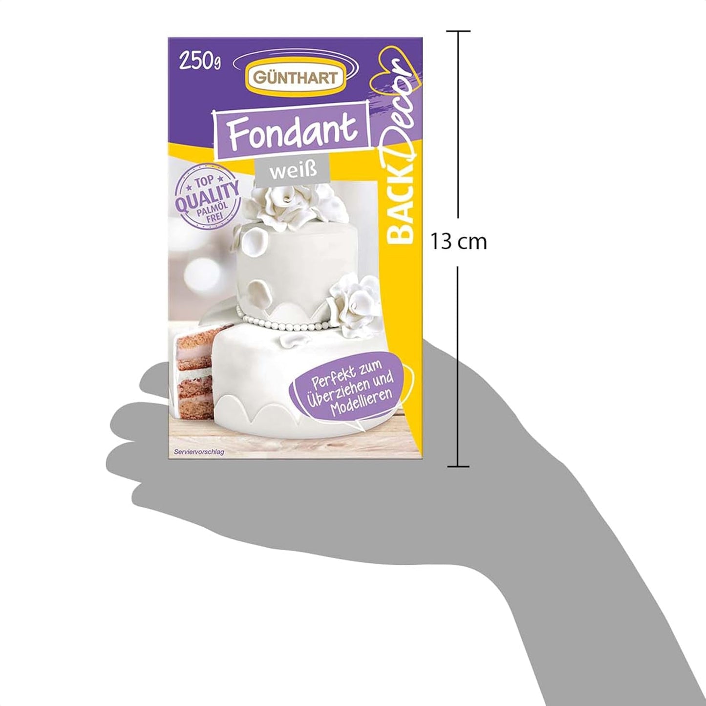 Günthart BackDecor 250g bílý fondant, 100% vegan, bez palmového oleje, odolný proti roztržení pro potahování dortů a pečiva, vhodný na modelování, balení 2 ks (1 x 250 g) Naty Shop cukrová pasta