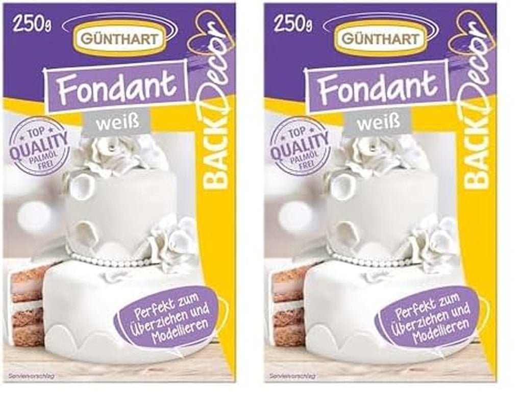 Günthart BackDecor 250g bílý fondant, 100% vegan, bez palmového oleje, odolný proti roztržení pro potahování dortů a pečiva, vhodný pro modelování, balení 2 ks (1 x 250 g) cukrová pasta Naty Shop Výchozí název