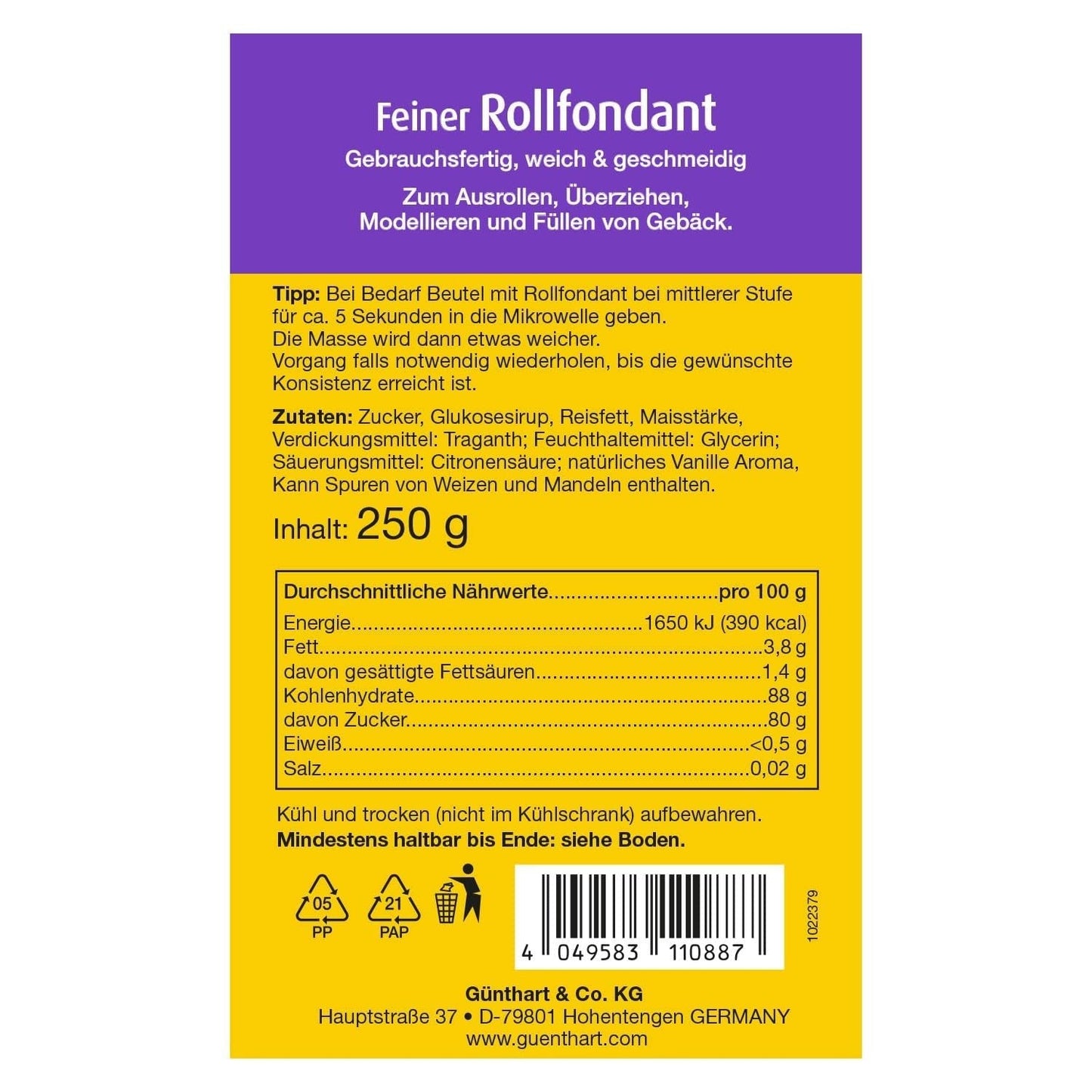 Günthart BackDecor 250g bílý fondant, 100% vegan, bez palmového oleje, odolný proti roztržení pro potahování dortů a pečiva, vhodný na modelování, balení 2 ks (1 x 250 g) Naty Shop cukrová pasta