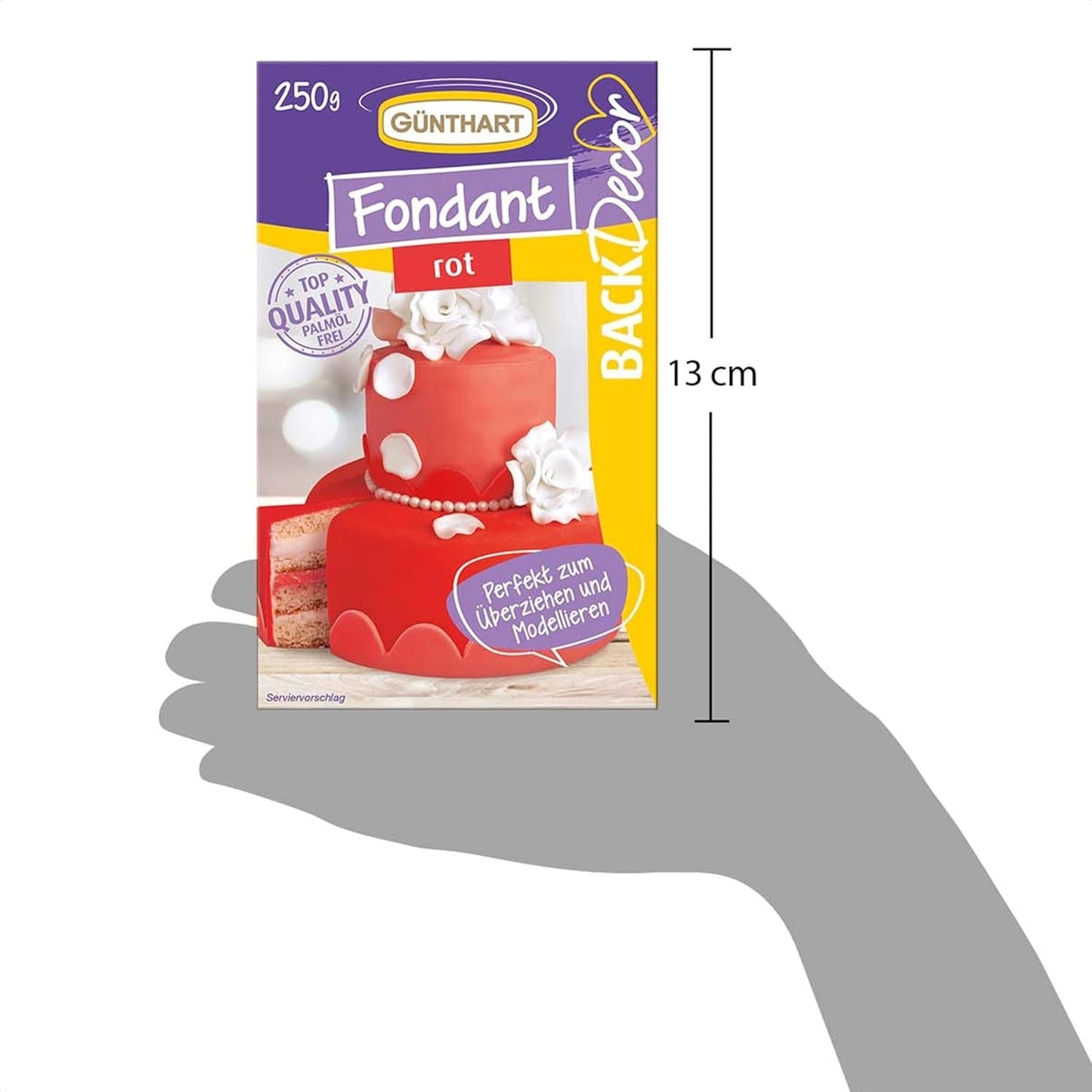 Günthart BackDecor 250g červený fondán, bez palmového oleje, odolný proti roztržení na potahování dortů a pečiva, vhodný na modelování, balení 2 ks (1 x 250 g) Sugarpaste Naty Shop