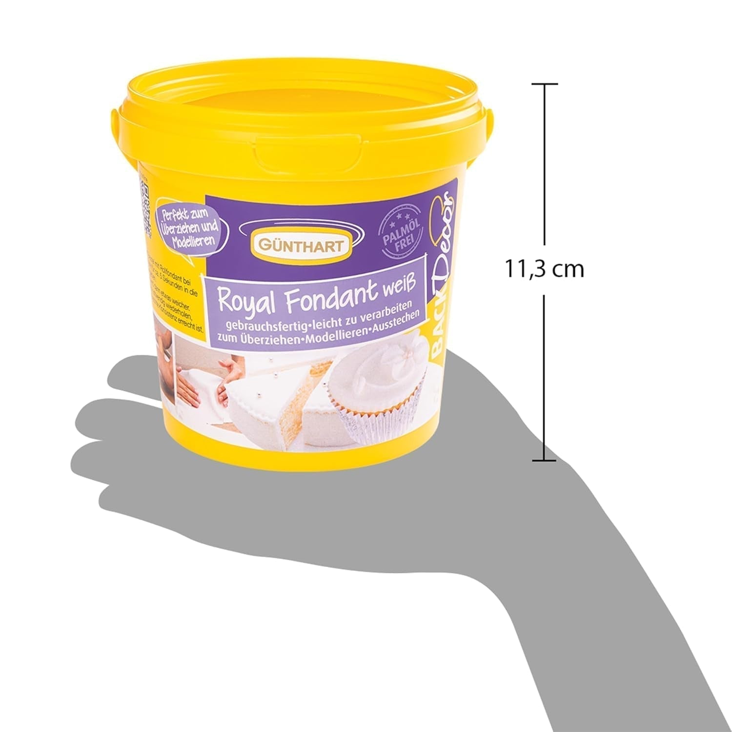 Günthart BackDecor 800 g bílý fondán Bílá dekorativní tabulka na potahování, polevu nebo modelování, bez palmového oleje, připravená k použití a snadno zpracovatelná s cukrovou pastou Naty Shop