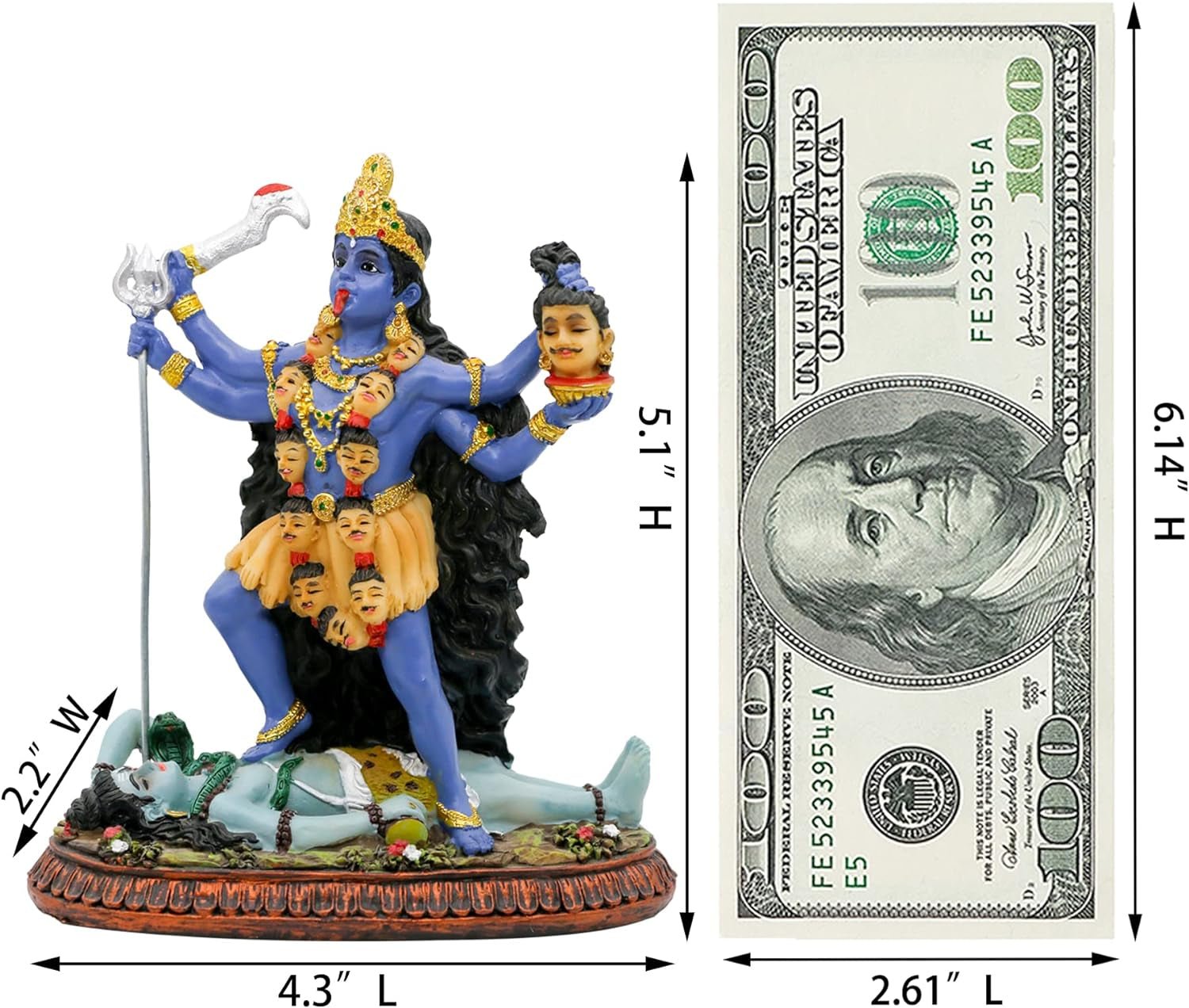 Socha hinduistického boha Kali Ma, Indie Socha bohyně Kali Bhavatarini Dekorativní socha hinduistické bohyně času a smrti Figurka Murti Diwali Pooja Dárky pro domácí kancelář Chrám Mandir Oltář Puja Sošky a plastiky Naty Shop
