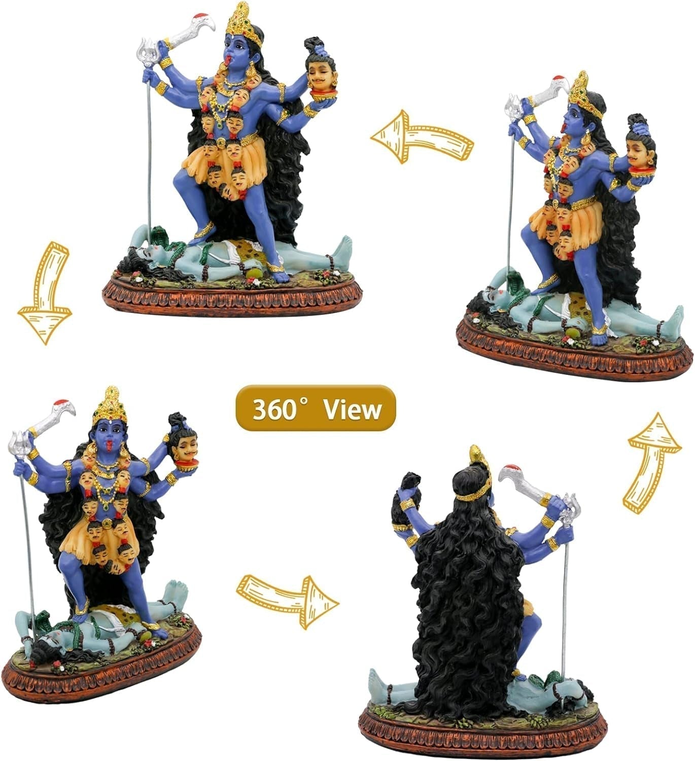 Socha hinduistického boha Kali Ma, Indie Socha bohyně Kali Bhavatarini Dekorativní socha hinduistické bohyně času a smrti Figurka Murti Diwali Pooja Dárky pro domácí kancelář Chrám Mandir Oltář Puja Sošky a plastiky Naty Shop