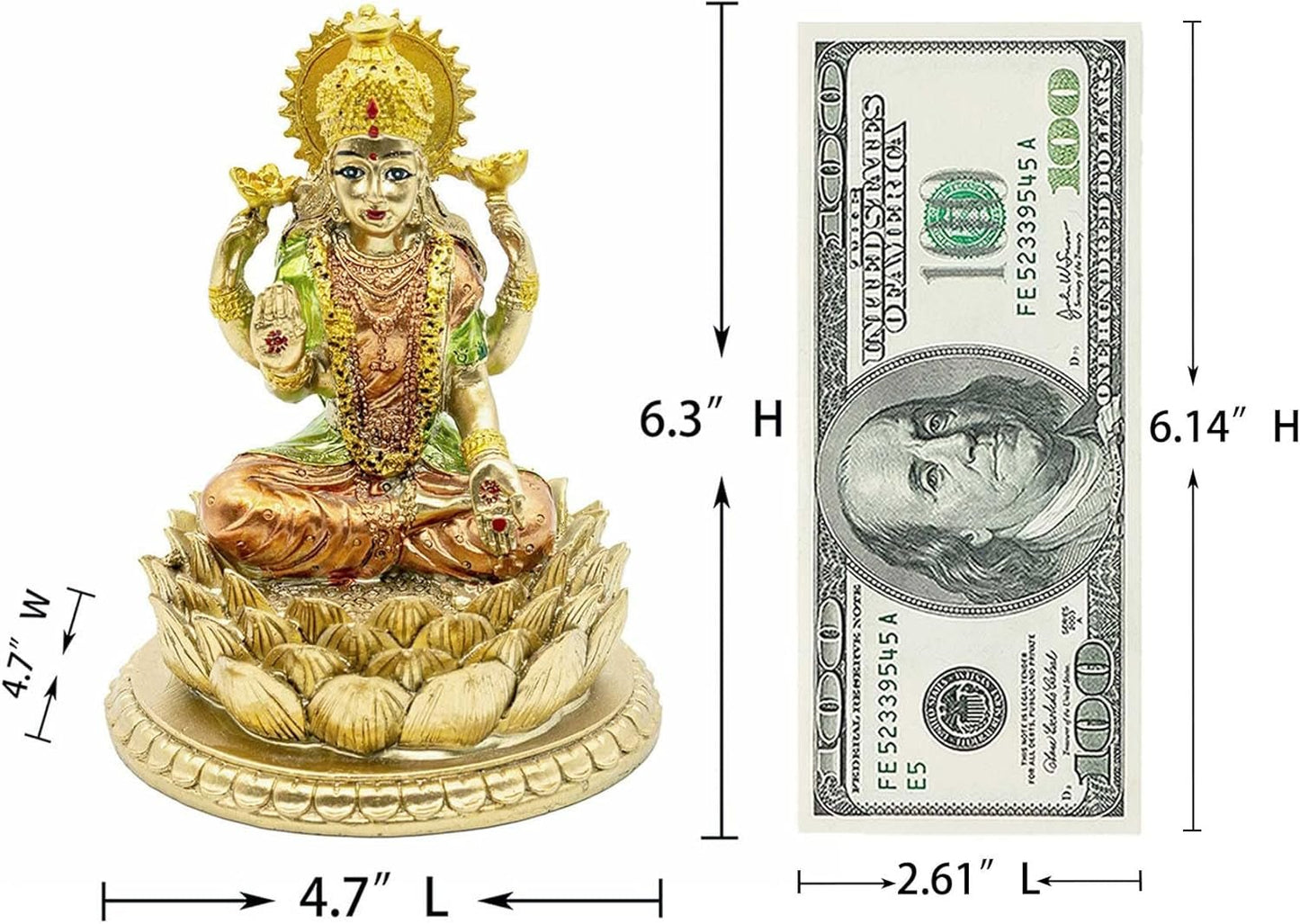 Hinduistická bohyně Laxmi Lotosová socha - Socha indického boha Lorda Lakshmi Puja - Indie Murti Idol Figurky Pooja Předmět Diwali Dárky Sošky a plastiky Naty Shop