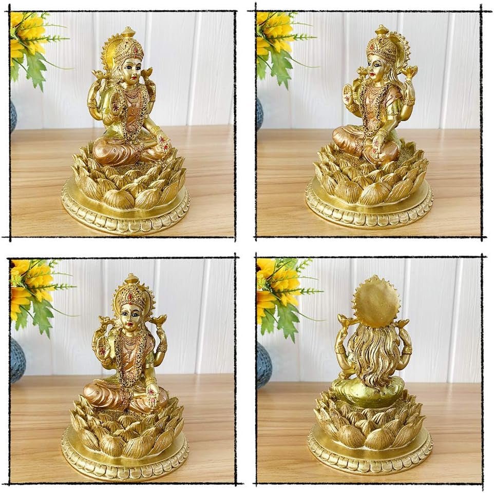 Hinduistická bohyně Laxmi Lotosová socha - Socha indického boha Lorda Lakshmi Puja - Indie Murti Idol Figurky Pooja Předmět Diwali Dárky Sošky a plastiky Naty Shop