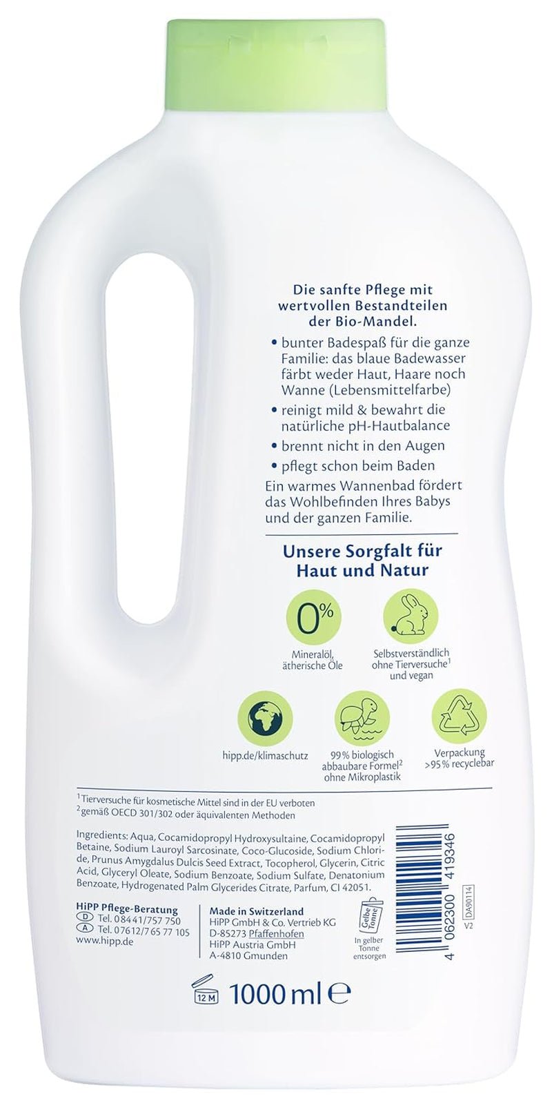 HiPP Baby Gentle Family Bath, 1000ml Děti - Koupel a péče o pleť Naty Shop